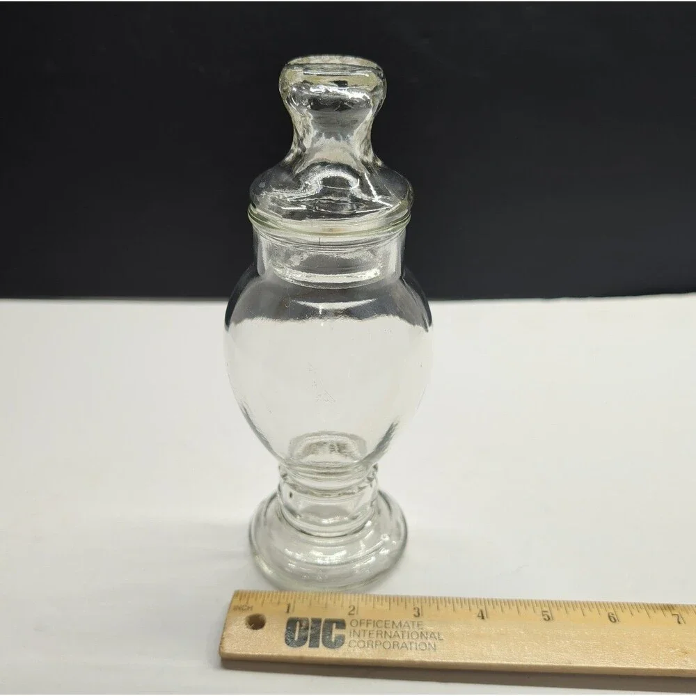 ​Vintage Clear Glass Pedestal Apothecary Jar Lidded Candy Dish Urn